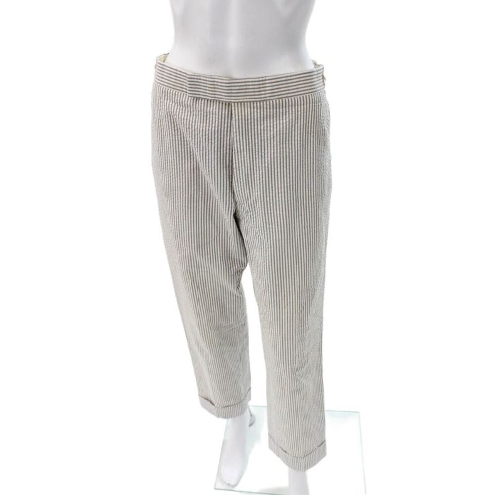 Thom Browne Mens White Striped Cotton Blend Pants Inseam 26 Size 30